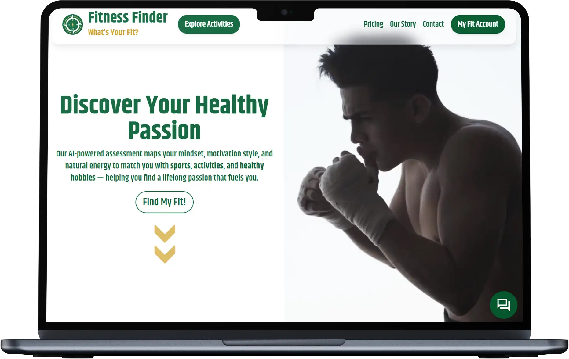 Fitness Finder Homepage Mockup