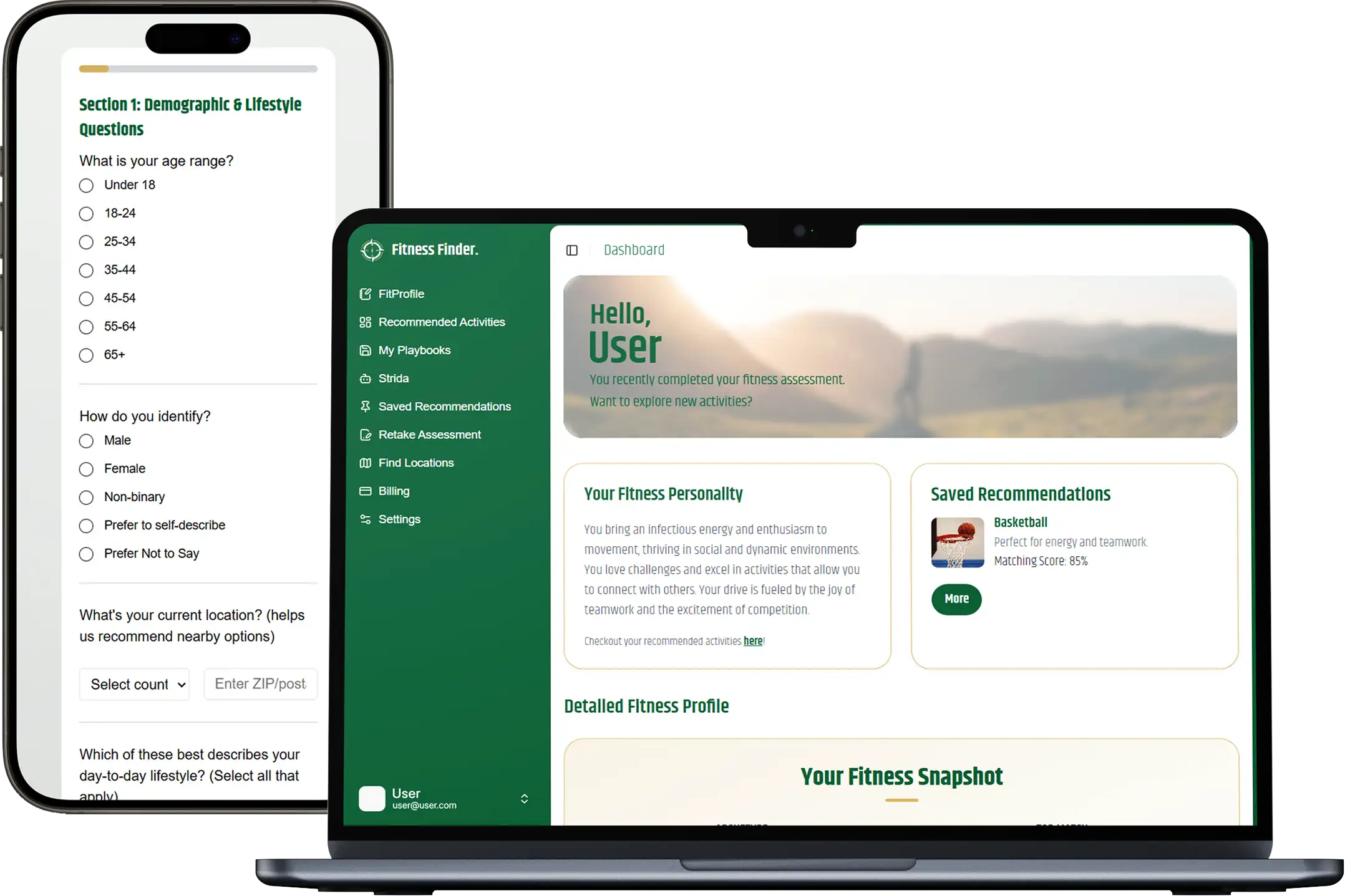 Mobile Quiz and Desktop Dashboard