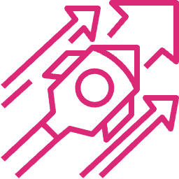 Rocket launch icon representing constant evolution and technology mastery